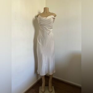 Zara Satin Slip Midi Dress – Cowl Neck, Open Back, Size L